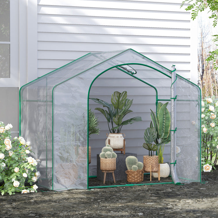 Outsunny 6' X 3' X 5' Portable Walk In Greenhouse, Pvc Cover, Steel Frame Garden Hot House, Zipper Door, Top Vent For Flowers, Vegetables, Saplings, Clear