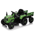 Ride On Tractor With Trailer,24V 400W Powered Electric Tractor Toy W Remote Control,Electric Car For Kids,Three Speed Adjustable,Power Display, Usb,Mp3 ,Bluetooth,Led Light,Two Point Safety Belt