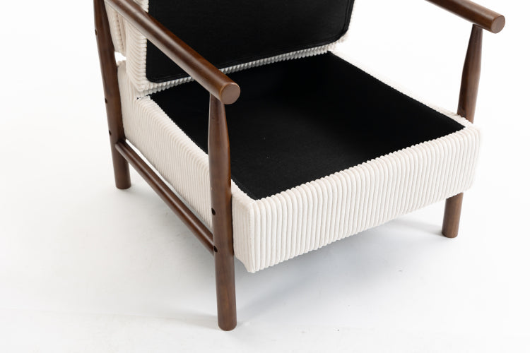 Storage Chair,Mid Century Modern Accent Chair With Wood Frame, Upholstered Living Room Chairs With Waist Cushion, Reading Armchair For Bedroom Sunroom