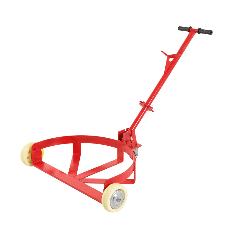 55 Gallon Drum Dolly, 1200Lbs Capacity, With 2 Fixed Pu Wheels And 1 Swivel Wheel Low Profile Steel Oil Drum Caddy Oil Barrel Drum Roller Hand Cart Red
