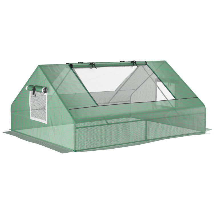 Outsunny 71" X 55" X 32" Mini Tunnel Greenhouse, Garden Planting Shed, Outdoor Flower Planter Warm House With Zipper Windows And Door, Green
