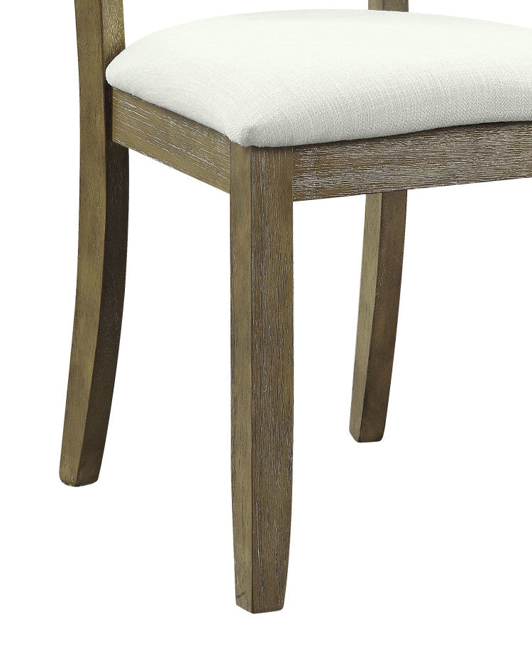 Karsen Beige Linen & Rustic Oak Finish Side Chair Set Of 2