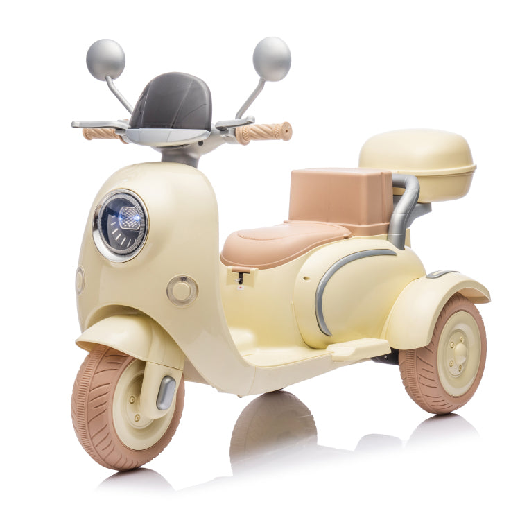 12V Two Motors Kids Ride On Level Up Two Seater Electric Motorcycle,Three Wheel Toy W Music,Bluetooth,Usb,Backseat Flip Adult Seat,Portable Storage Hooks&Oversized Trunk,Led Headlight For Kids 3 6