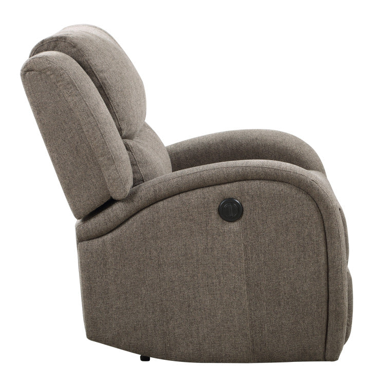 Modern Living Room Furniture 1Pc Power Reclining Chair Brown Chenille Upholstery Plush Seating Solid Wood Frame