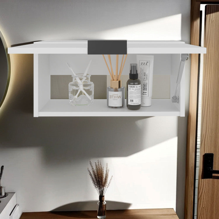 Coolidge Pull Up Wall Cabinet, Compact Design, Single Shelf, Modern Style, White