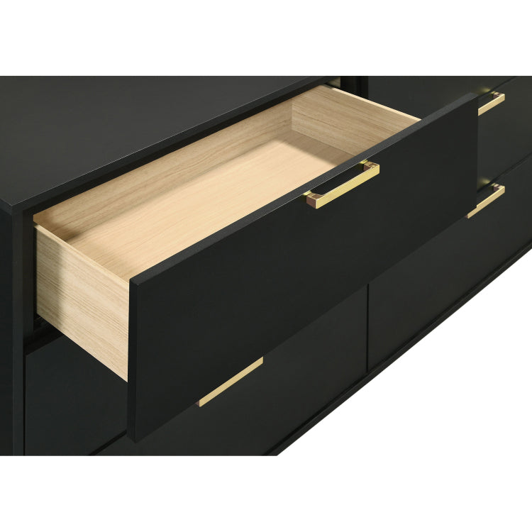 Lexie Black And Gold 6 Drawer Rectangular Dresser