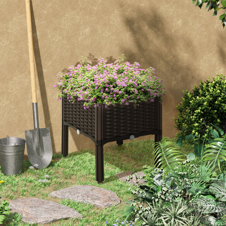Outsunny Raised Garden Bed With Legs, Self Watering Planter Box Raised Bed To Grow Flowers, Herbs & Vegetables, Brown