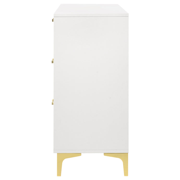Karena White Rectangular 6 Drawer Dresser
