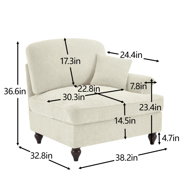 Sofa Rsf Chenille W 1 Pillow Beige
