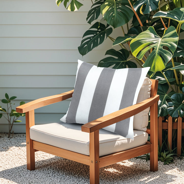 2 Pack Outdoor Throw Pillows, Waterproof & Fade Resistant Patio Cushions For Garden, Porch, Poolside Furniture Soft & Comfortable Decorative Pillow Covers 18X18 Inch, Grey White Strpie