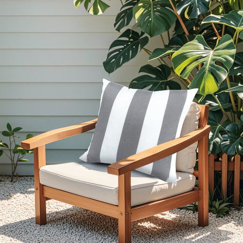 2 Pack Outdoor Throw Pillows, Waterproof & Fade Resistant Patio Cushions For Garden, Porch, Poolside Furniture Soft & Comfortable Decorative Pillow Covers 18X18 Inch, Grey White Strpie