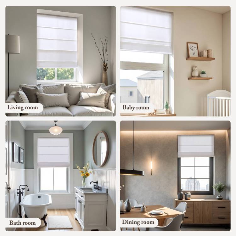 1Pc 33X64" Cordless Roman Blind Fabric