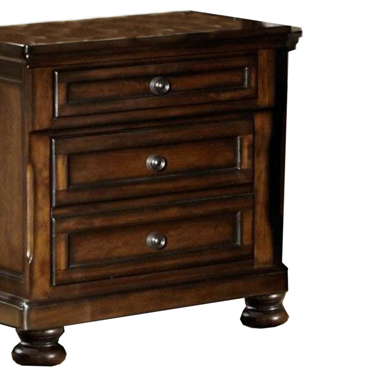 Classic Wooden Night Stand With 2 Drawers Brown