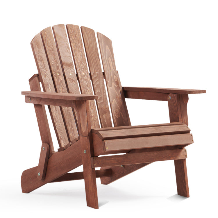 Oversize Wooden Outdoor Folding Adirondack Chair With Pre Assembled Backrest & Seatboard, Wood Patio Chair For Garden Backyard Porch Pool Deck Firepit