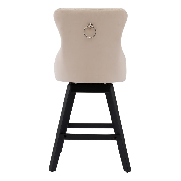 Swivel Velvet Barstools With Button Tufted Decoration And Wooden Legs, And Chrome Nailhead Trim, Leisure Style Bar Chairs,Bar Stools, Set Of 2 Beige ,Sw1860Bg