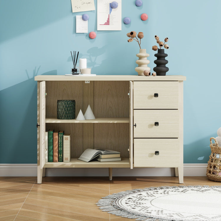 Hollowed Out Cabinet With 2 Door 3 Drawers, American Furniture, Suitable For Bedroom, Living Room, Study