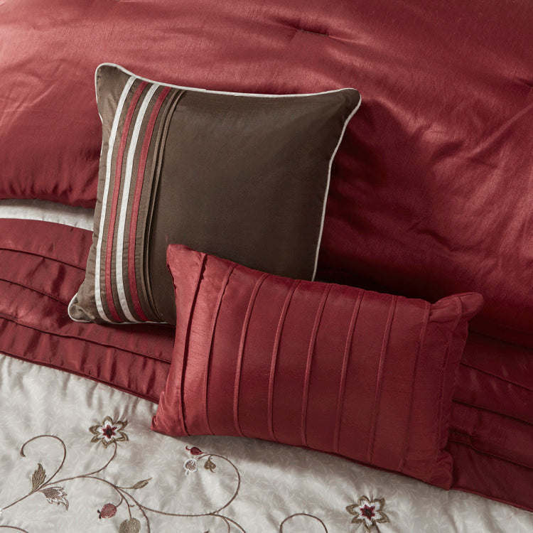 Embroidered 7 Piece Comforter Set Red Queen