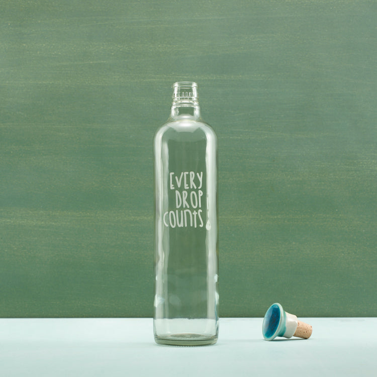 Drop Glass Water Bottle With Ceramic Stopper 750 Ml