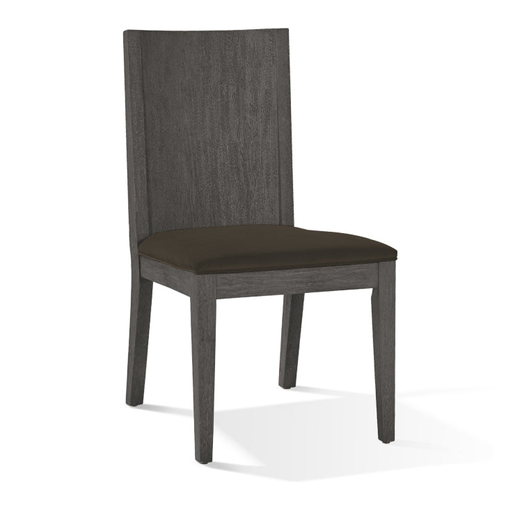 Axel 38 Inch Mahogany Wood Dining Chair With Panel Back, Gray
