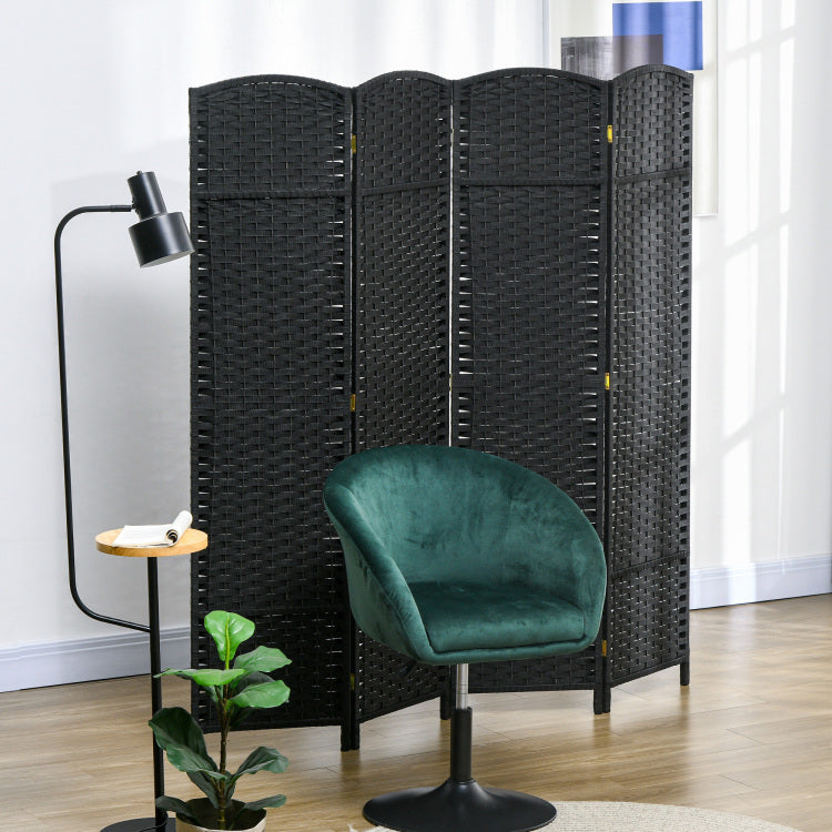 Homcom Room Divider, 4 Panel Folding Privacy Screen, 5.6' Tall Freestanding Partition For Home Office, Bedroom, Black