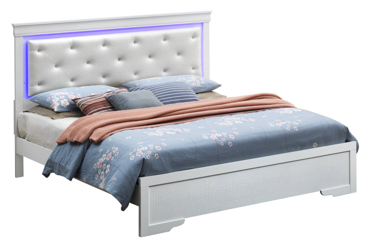 Elegant Silver Champagne Queen Bed