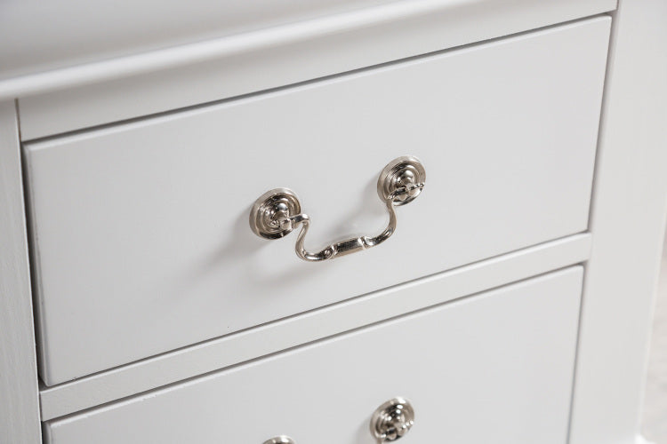 Transitional Style Chest 1Pc Bracket Legs Dust Proof Case Hanging Drawers Pull English Dovetail Drawers White Finish Bedroom Furniture