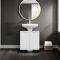 Londres Bathroom Vanity Cabinet For Pedestal Sink Freestanding Storage Unit With Double Doors, Internal Shelves, And Open Back Design For Small Spaces,White