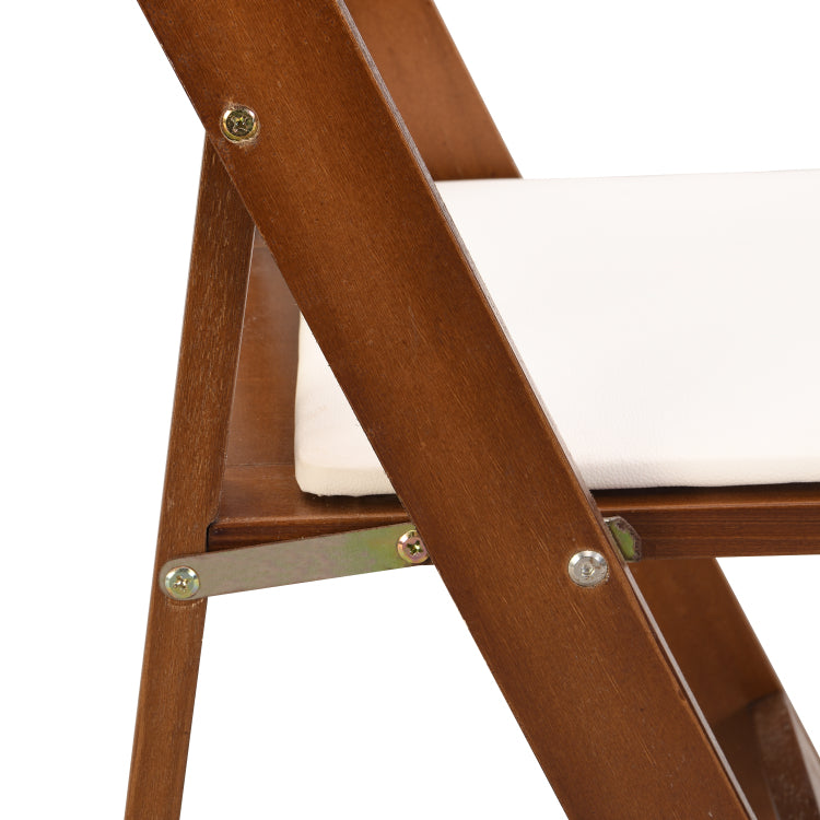 Upholstered Folding Chair, Space Saving, Easy To Carry, 4Pcs, Walnut Shelf Beige Cushion,Dining Room