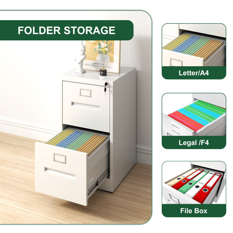 2 Drawer File Cabinet With Lock Metal Vertical File Cabinet Office Home, A4 Legal Letter Size Narrow File Cabinet Locked,Assembly Required