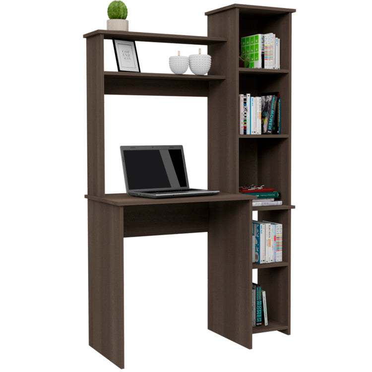 Aramis Desk, Five Shelves, Two Superior Shelves, Smokey Oak