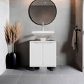 Under Sink Storage 24.8" H, 2 Doors, 2 Shelves, 4 Legs, White Bathroom