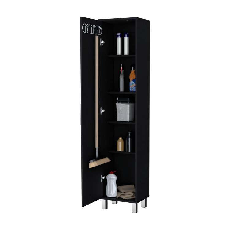 Wenge 1 Door Cabinet With 3 Broom Hangers