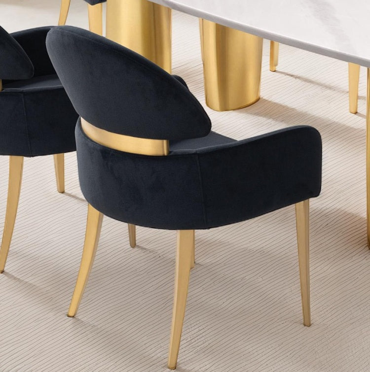Contemporary Style 2Pc Arms Chairs Stainless Steel Gold Matte Finish Dining Room Furniture Black