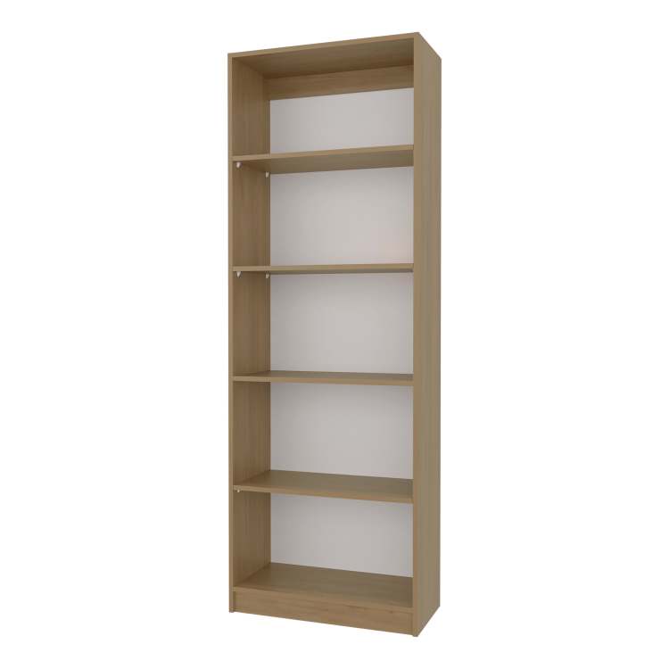 Natural Oak And White 5 Shelf Bookcase With Open Storage
