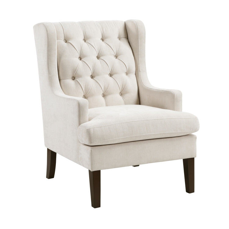 1Pc Accent Chair Button Tufted Beige Fabric Upholstery Foam Cushion Seat Living Room Furniture