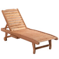 Outsunny Outdoor Chaise Lounge Pool Chair, Built In Table, Reclining Backrest For Sun Tanning Sunbathing, Rolling Wheels, Red Wood Look