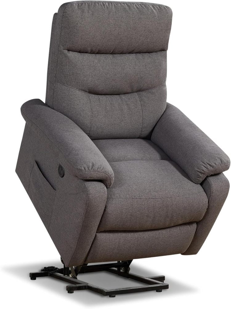 Contemporary Lift Chair Recliner With Grey Fabric Upholstery