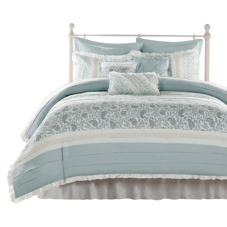 Queen 9 Piece Cotton Percale Duvet Cover Set