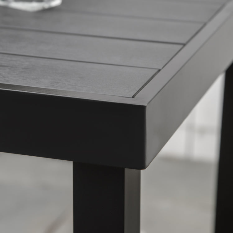 Outsunny Outdoor Dining Table For 4 Person, Square, Aluminum Metal Legs For Garden, Lawn, Patio, Woodgrain Black