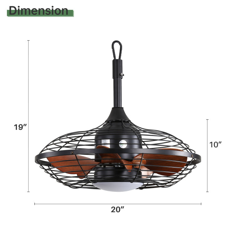 20 Inch Downrod Mount Led 18W 3Cct 5 Abs Blades Dc Motor With Hanging And Hook For Outside Patios Pergola
