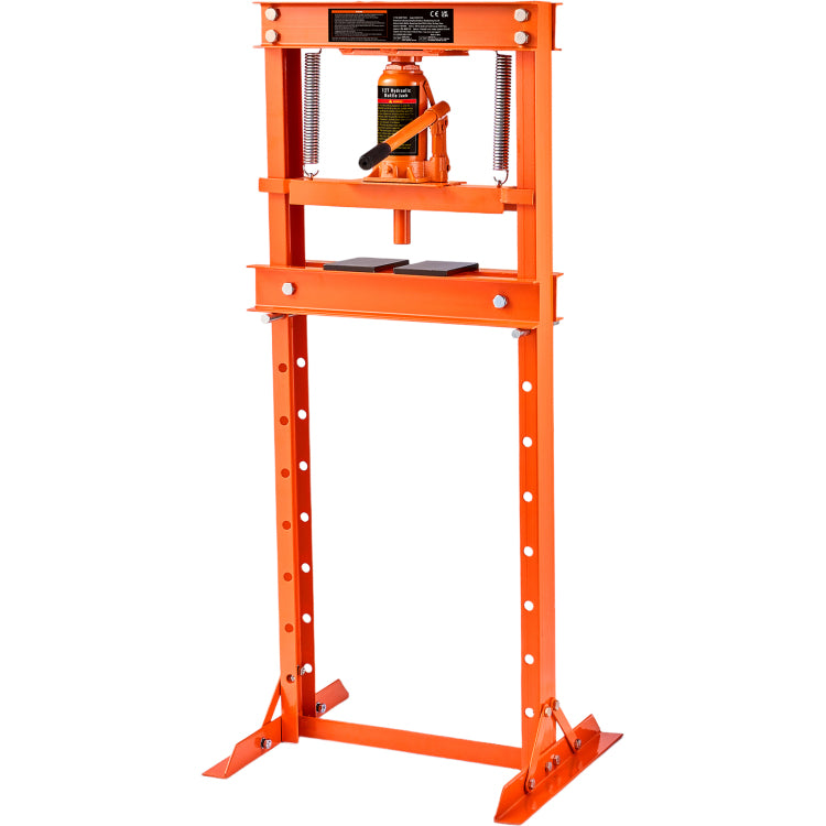 Hydraulic Shop Press, 12 Ton H Frame Hydraulic Garage Shop Floor Press, Adjustable Shop Press With Press Plates, Heavy Duty Hydraulic Press For Garage, Shop, Workshop
