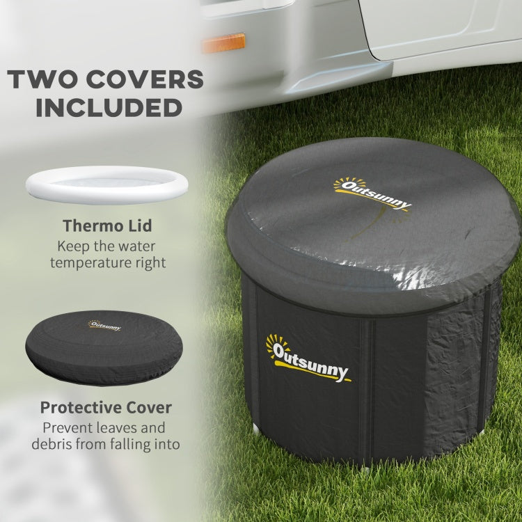 Outsunny Ice Bath Tub, 79 Gallon Outdoor Portable Cold Plunge Tub With Thermo Lid, Cover And Carry Bag For Athletes Recovery And Cold Water Therapy, Black