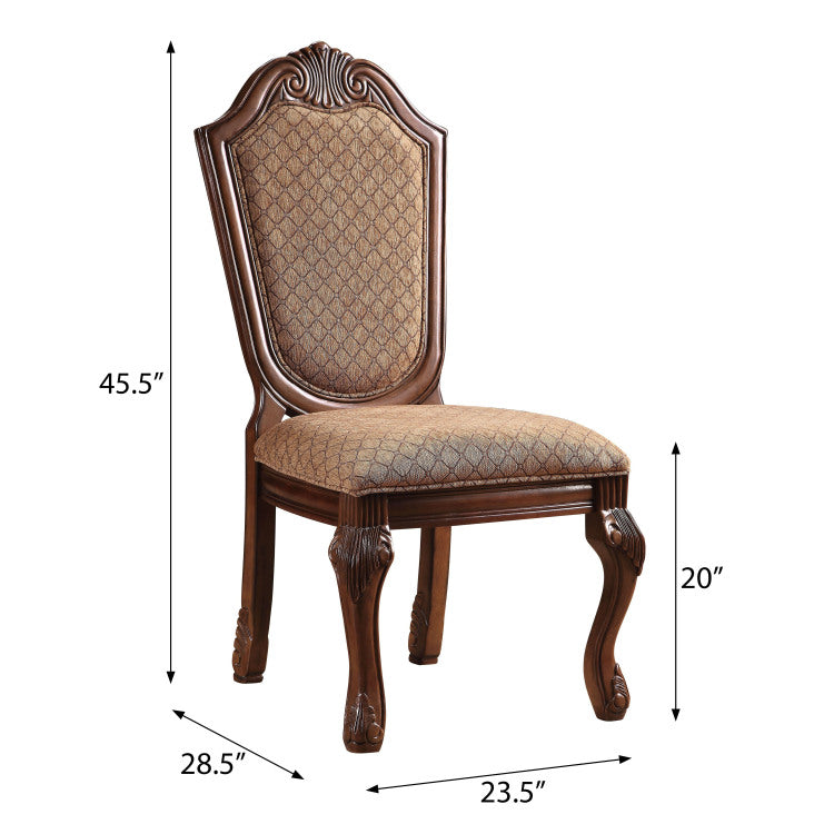 Beige And Cherry Solid Back Side Chairs Set Of 2