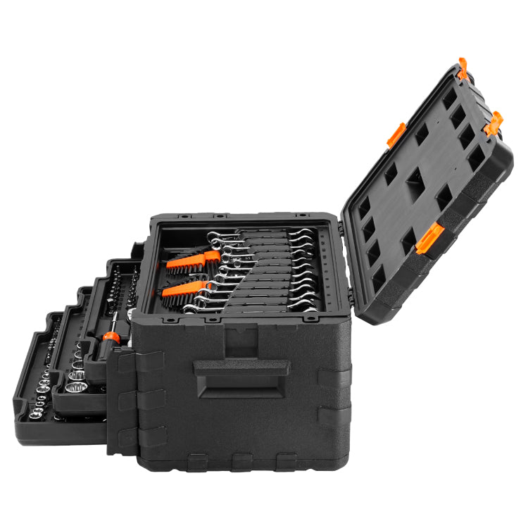 Mechanics Tool Set And Socket Set, 1 4" 3 8" 1 2" Drive Deep And Standard Sockets, 450 Pcs Sae And Metric Mechanic Tool Kit With Bits, Hex Wrenches, Combination Wrench, Accessories, Storage Case