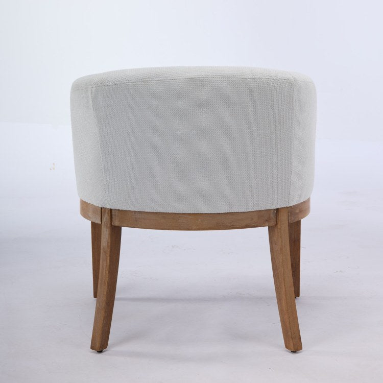 Mid Century Modern Upholstered Barrel Dining Chairs With Arms,Farmhouse Linen Kitchen & Dining Room Chairs With Natural Hardwood Frame, 19" W Accent Chairs For Living Room,Single Pack,Beige,Sw1891Bg