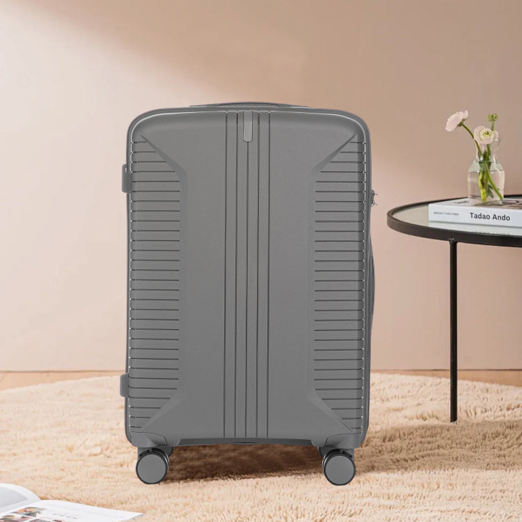 20" 24" 28" 3 Pcs Set In Pp Spinner Wheel Luggage, Carry On Suitcase, Matching Color, Combination Lock Silver Grey