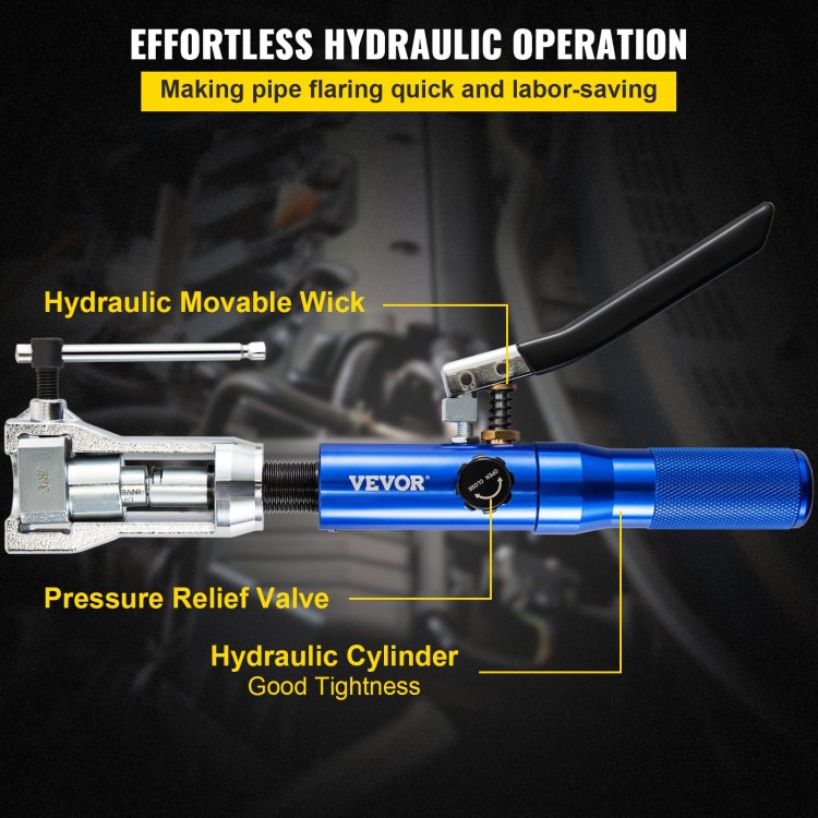 Hydraulic Flaring Tool Kit, 45 Double Flaring Tool, Brake Repair Brake Flaring Tools For 3 16" 1 2", Brake Flare Tool With Tube Cutter And Deburrer, 32 Pcs Tube Flaring Tools For Copper Lines