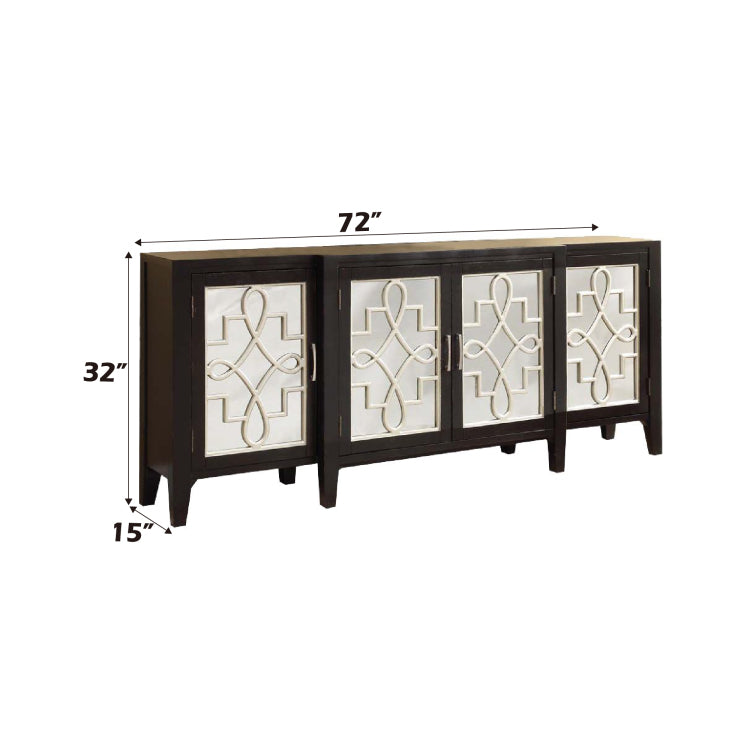 Kacia Antique Black Finish Console Cabinet