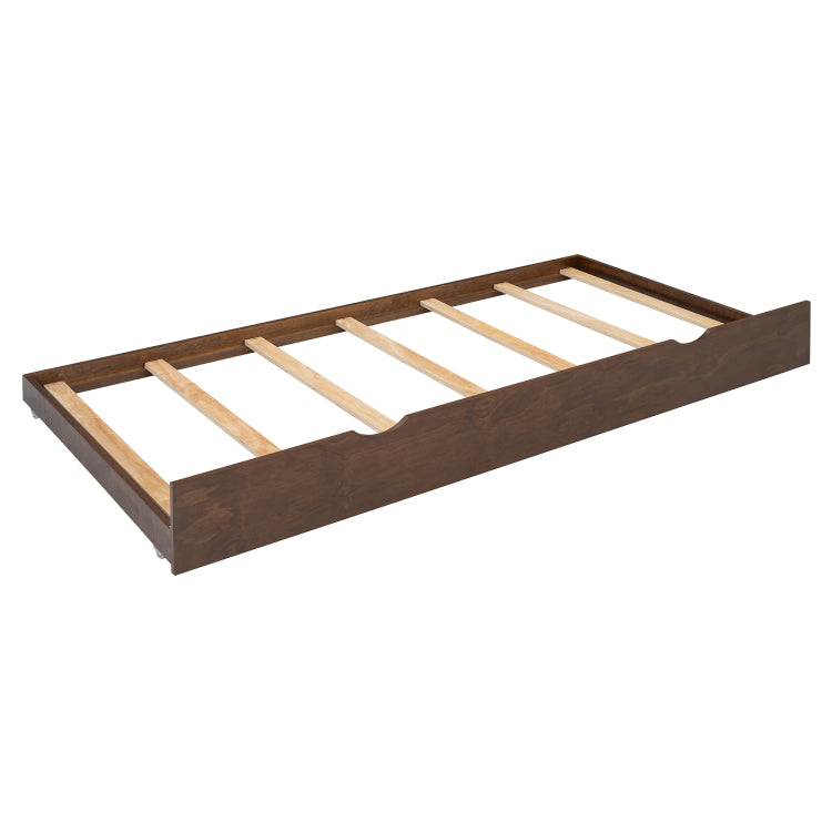 Queen Size Platform Bed With With 2 Big Drawers, Twin Xl Size Trundle, Walnut