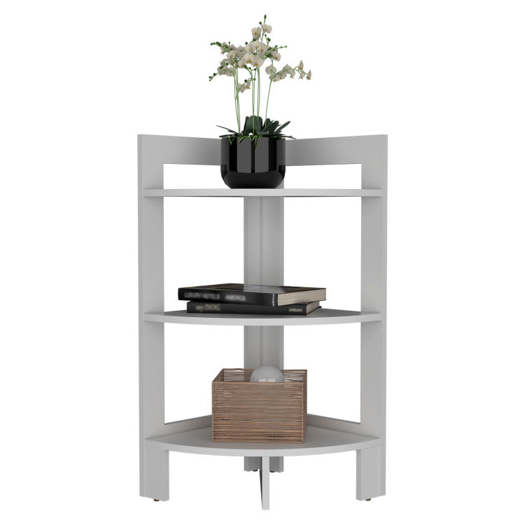 Riga Corner 3 Tier Shelf Side Table 31.7" High , Sofa Table, End Table With Tray